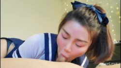 Asian Schoolgirl Giving Passionate Blowjob and Cum in Mouth – NicoLove